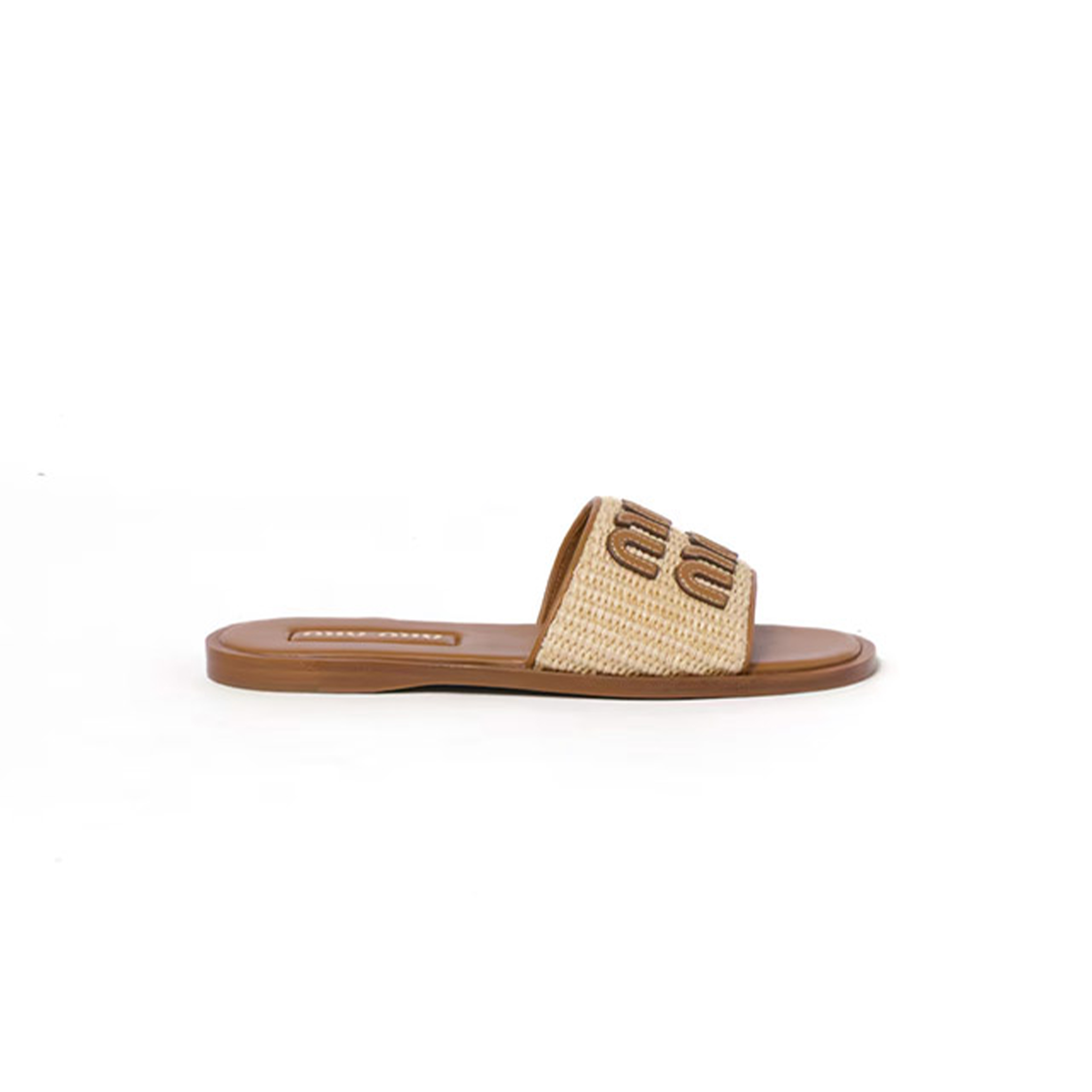 M1v M1v raffia-effect woven fabric slides 5xx644